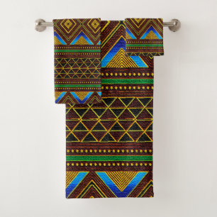 Afrocentric Tribal Motif Design Bath Towel Set