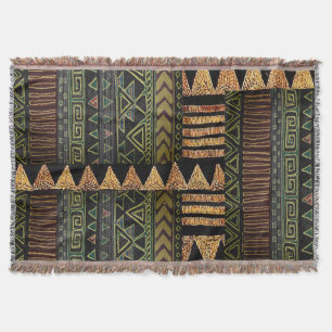 Afrocentric Tribal Motif Pattern Print  Throw Blanket