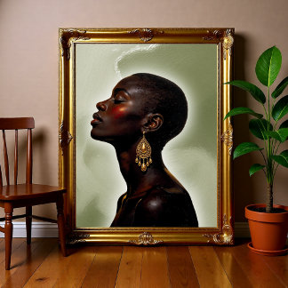Afrocentric Woman Portrait, Minimalist African Poster