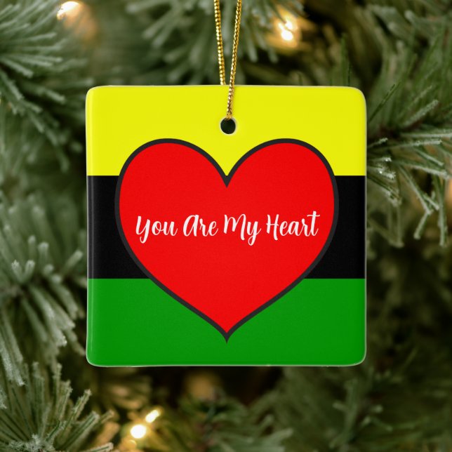 Afrocentric You Are My Heart Ceramic Ornament (Tree)