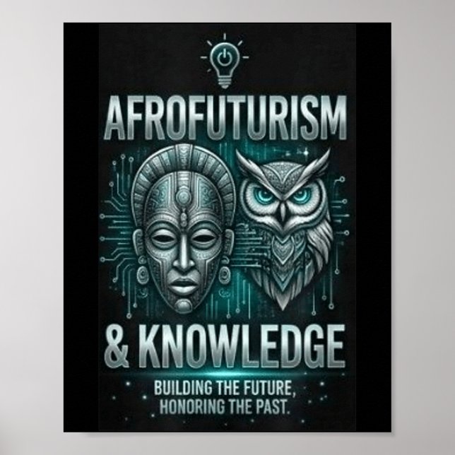 Afrofuturism knowledge african mask owl circuitry poster (Front)