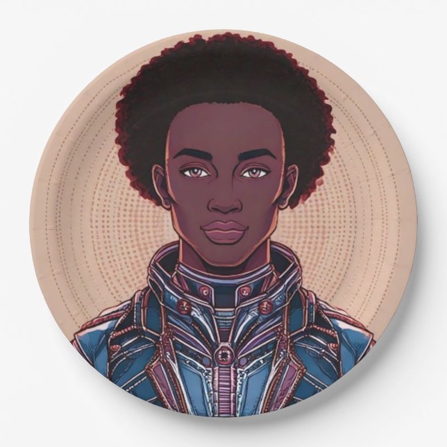 Afrofuturist King 12" Paper Plate (Front)