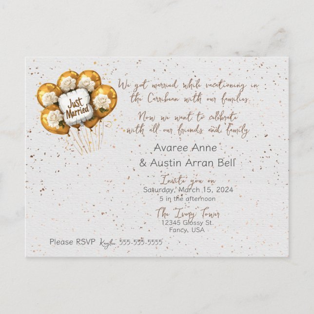 After Ceremony Wedding Invitation Postcard (Front)