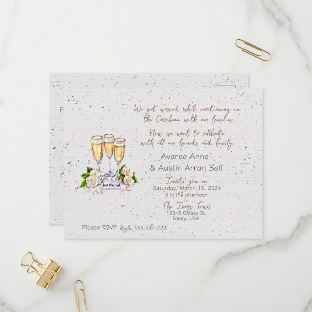 After Ceremony Wedding Invitation Postcard (Front/Back In Situ)