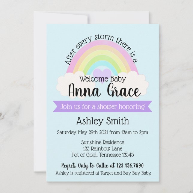 After Every Storm There is A Rainbow Baby Shower  Invitation (Front)