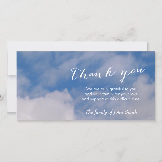 After Funeral Sky & Clouds Memorial Thank You Card (Front)