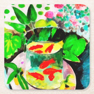 after Henri Matisse, The Goldfish, digital drawing Square Paper Coaster