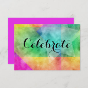 After Party Colour Block Watercolor Design Black Invitation