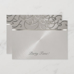 After Party Elegant All Silver Filigree Swirls Invitation