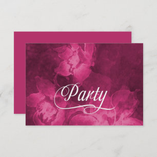 After Party Magenta Pink Watercolor Flowers Invitation