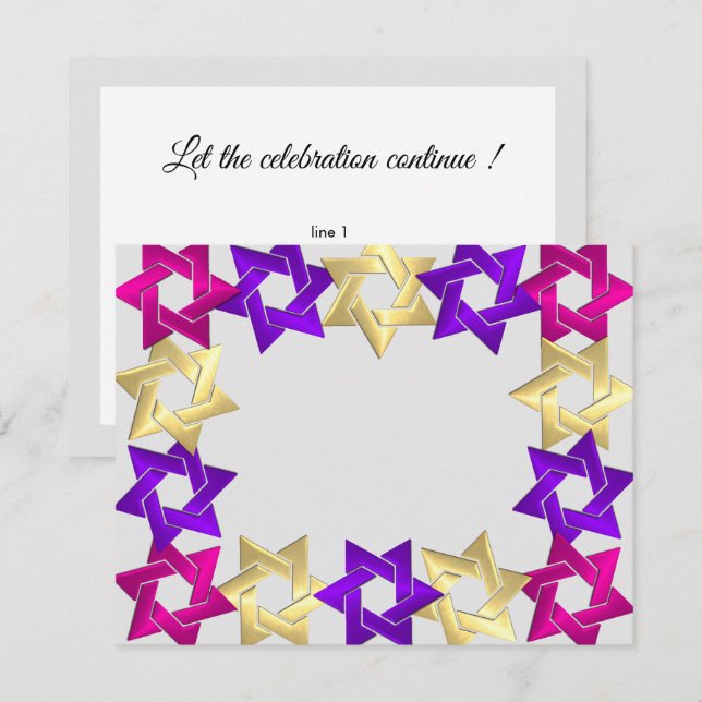 After Party Pink Gold Purple Star Any Colour RSVP Card (Front/Back)