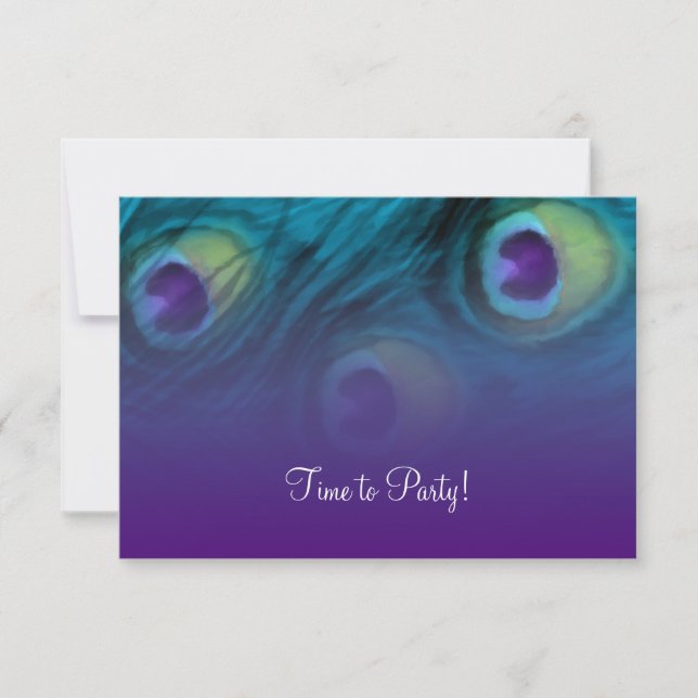 After Party Purple Teal Peacock Invitation (Front)