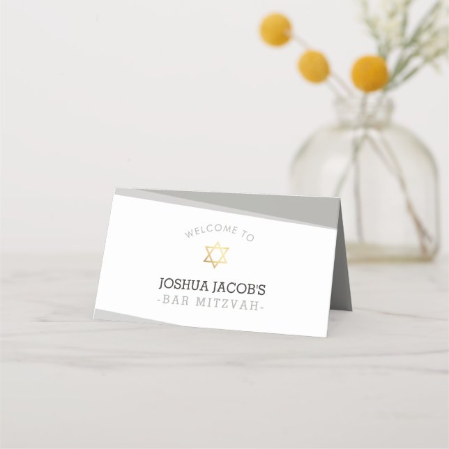 AFTER PARTY RECEPTION simple modern angles grey Place Card (Back)