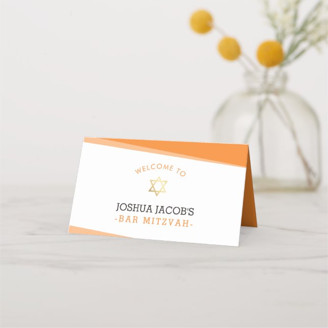 AFTER PARTY RECEPTION simple modern bold orange Place Card (Back)