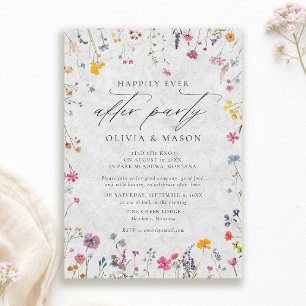 After Party Wildflower Garden Ivory Modern Wedding Invitation