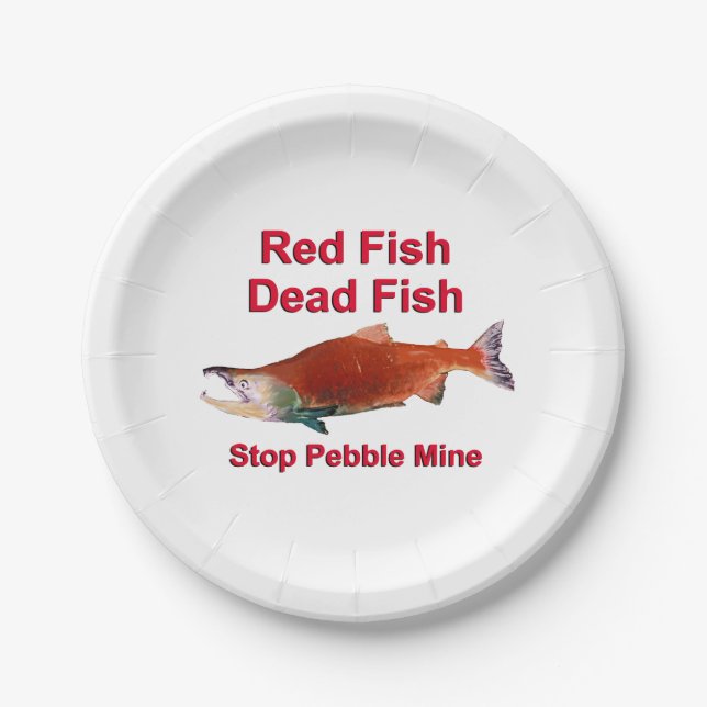 After Salmon - Stop Pebble Mine Paper Plate (Front)