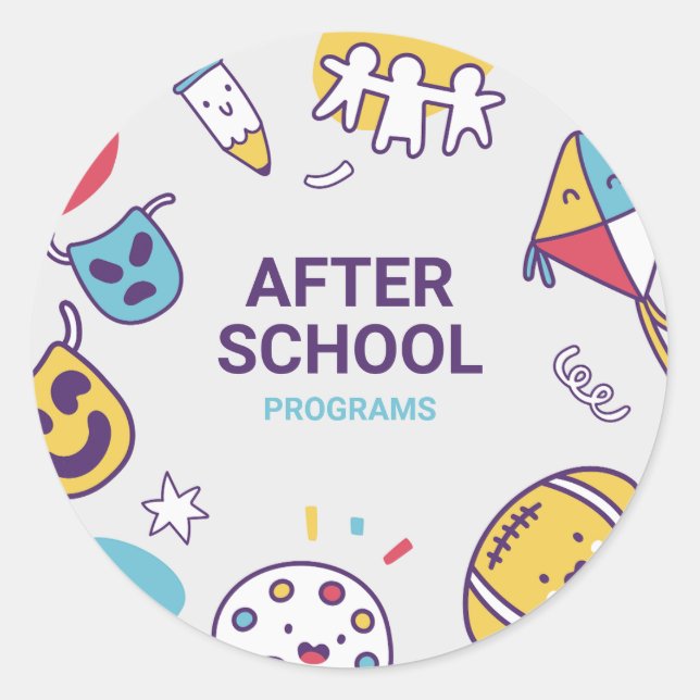 After School Activities Labels, Back To School  Classic Round Sticker (Front)