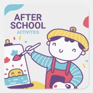 After School Activities Labels, Back To School  Square Sticker