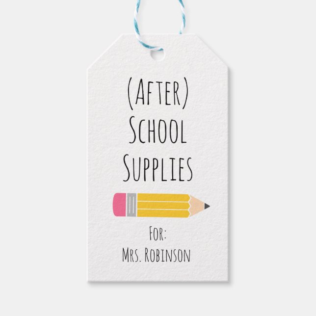 After School Supplies Teacher Gift Tags (Front)