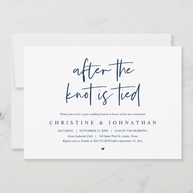 After the knot tied, Elopement Post wedding Brunch Invitation (Front)