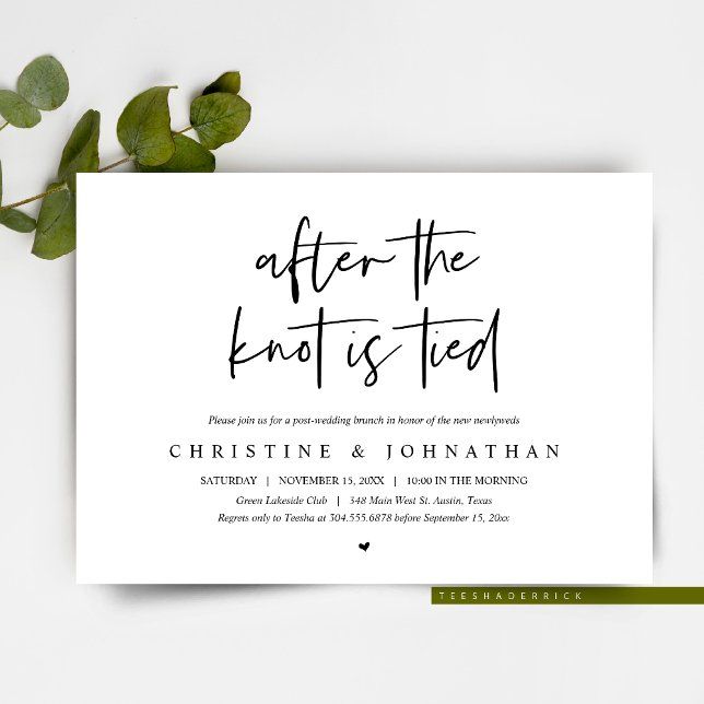 After the knot tied, Post wedding Brunch Invitatio Invitation (After the knot is tied, Post Wedding Brunch, Dinner Party Dancing, Elopement Invitation Card)
