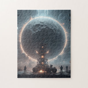 After the long night, the full moon begins to peek jigsaw puzzle