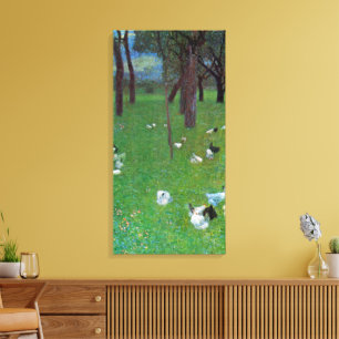 After the Rain, Garden Chickens by Gustav Klimt Canvas Print
