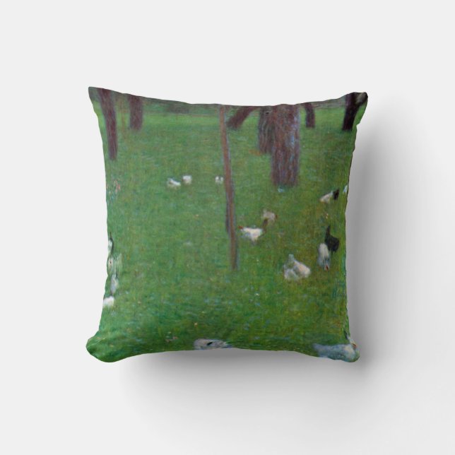 After the Rain, Garden Chickens by Gustav Klimt Cushion (Front)