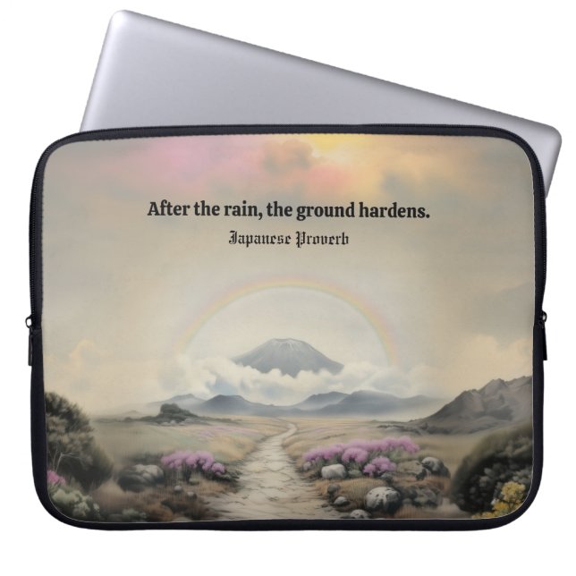 After the Rain (Japanese Watercolor Landscape Art) Laptop Sleeve (Front)