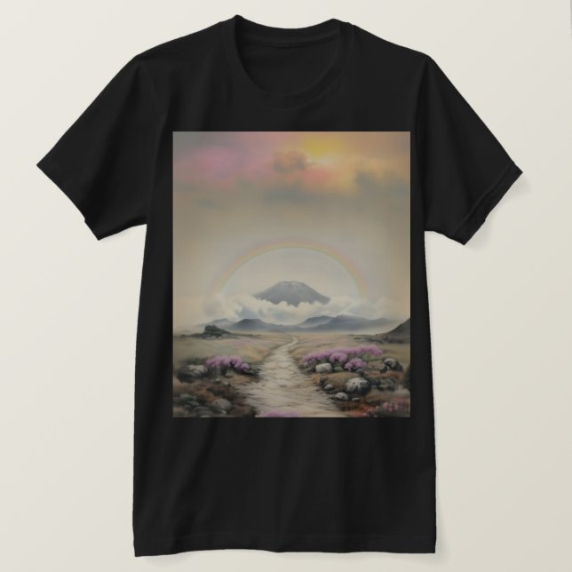 After the Rain (Japanese Watercolor Landscape Art) T-Shirt (Design Front)