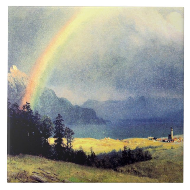 After the Shower, painting by Albert Bierstadt Tile (Front)