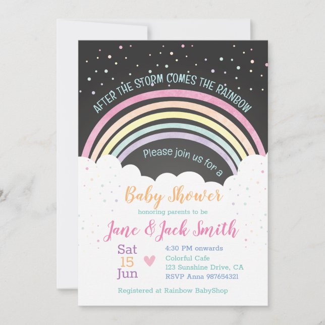 After the Storm Comes the Rainbow | Baby Shower Invitation (Front)