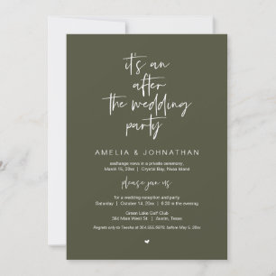 After the wedding, Black, Elopement Party Invitation