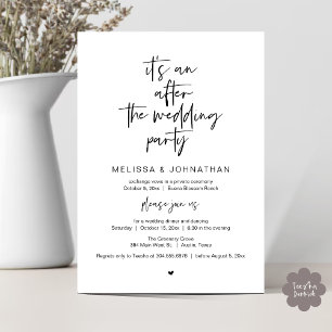 After the wedding, Black, Elopement Party Invitation