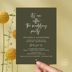 After the wedding, Black, Elopement Party Invitation