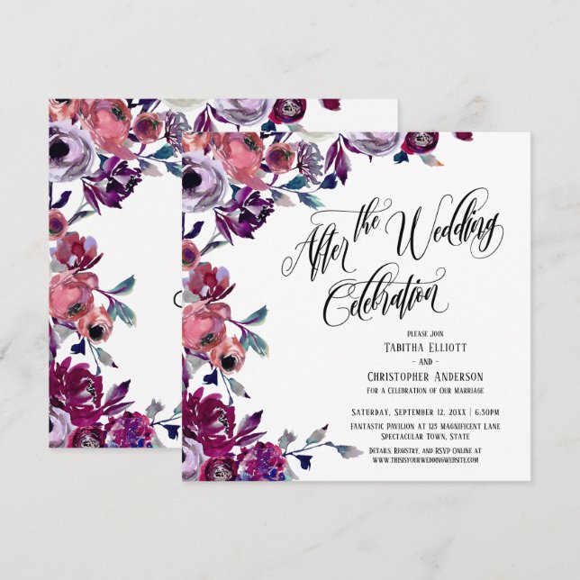 After the Wedding Celebration Bold Painted Flowers Invitation (Front/Back)