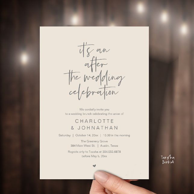 After the wedding celebration, modern brunch invitation (it's an after the wedding celebration, modern brunch invitation card in cream grey)