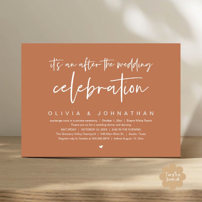 After The Wedding Celebration Modern Dinner Party Invitation (It's an after The Wedding Celebration Modern Dinner Lunch Brunch Party Invites Card Copper Brown)