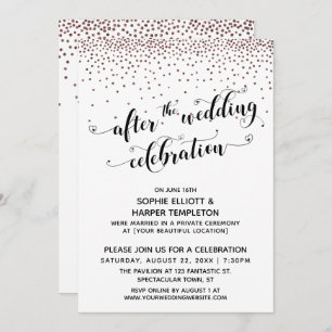 After the Wedding Celebration Rose Gold Confetti Invitation