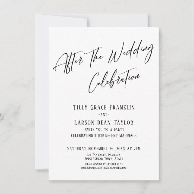 After the Wedding Celebration Simple Elegant Invitation (Front)