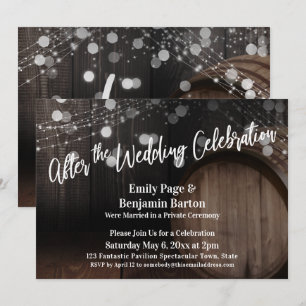After the Wedding Celebration Wood Barrel Lights Invitation