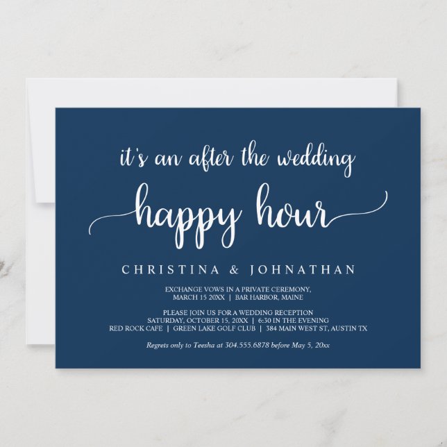 After the wedding Happy Hour, Rustic Elopement Inv Invitation (Front)