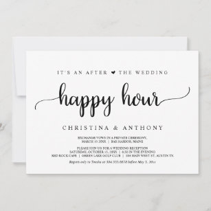 After The Wedding Happy Hour, Rustic Elopement Invitation