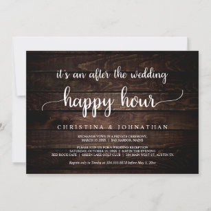 After the wedding Happy Hour, Rustic Elopement Invitation