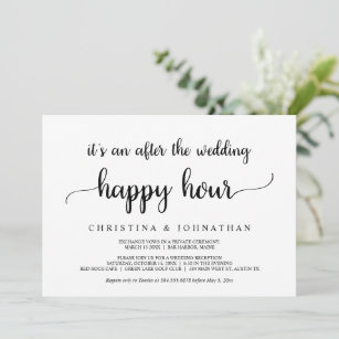 After the wedding Happy Hour, Rustic Elopement Invitation