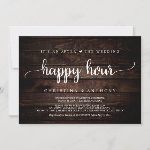 After The Wedding Happy Hour, Rustic Elopement Invitation