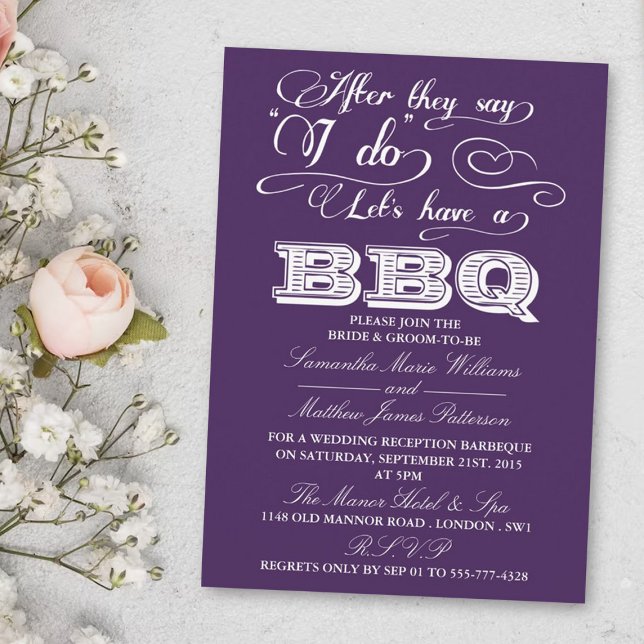 After They Say I Do, Lets Have A BBQ! - Purple Invitation (Creator Uploaded)