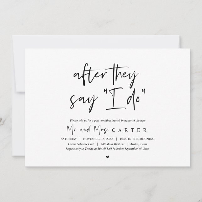 After they say I DO, Post wedding Brunch Invitatio Invitation (Front)