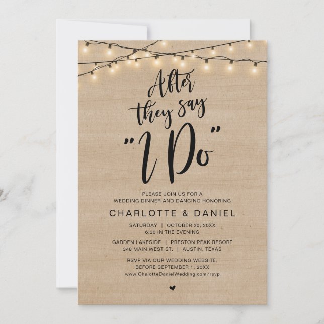 After They Say "I Do", Wedding Dinner Celebration Invitation (Front)