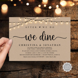 After We Do, We Dine, Rustic Wedding Dinner Invitation